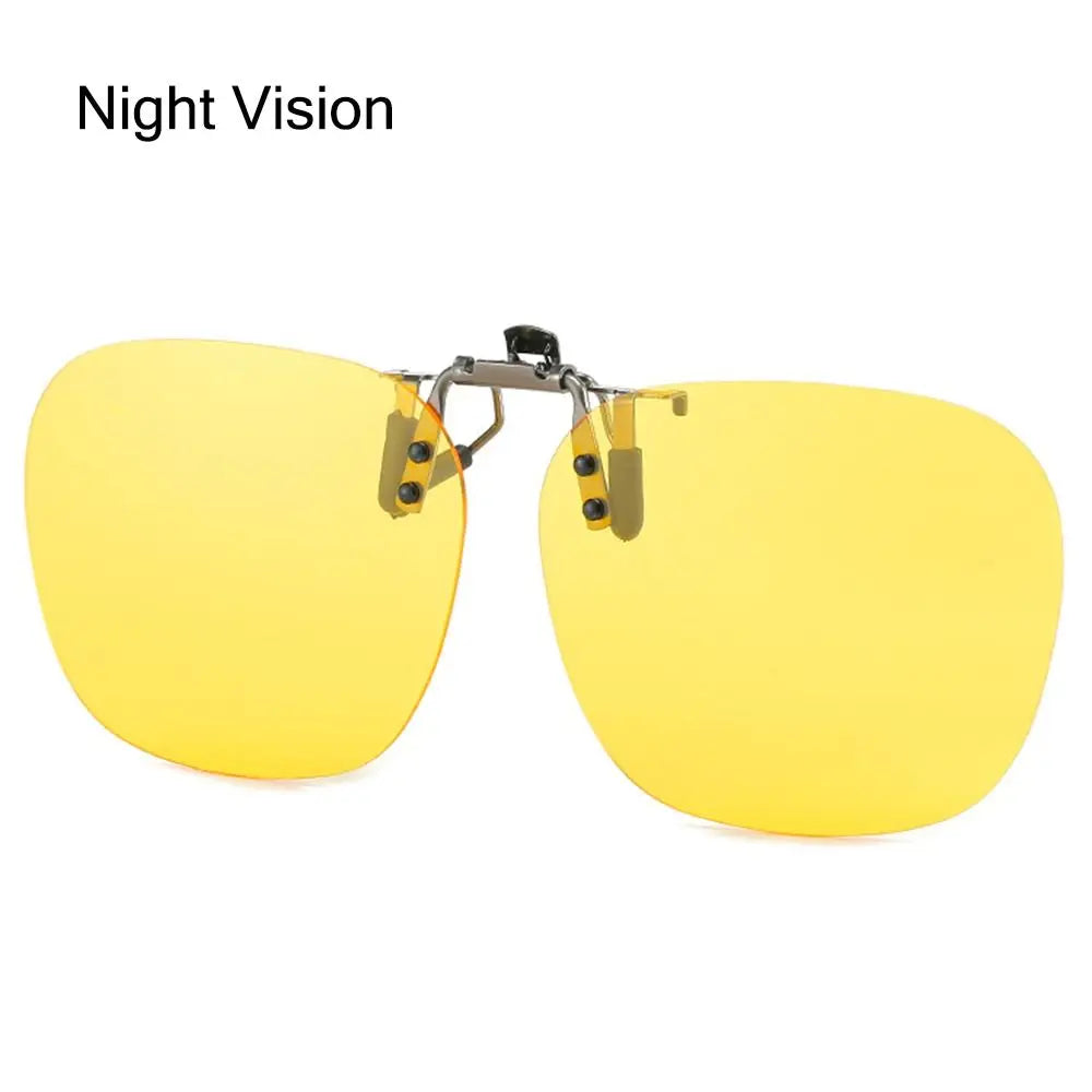 Polarized Clip On Sunglasses Men Car Driver Goggles Women Square Flip Up Sun Glasses for Prescription Rimless Polygonal Shades