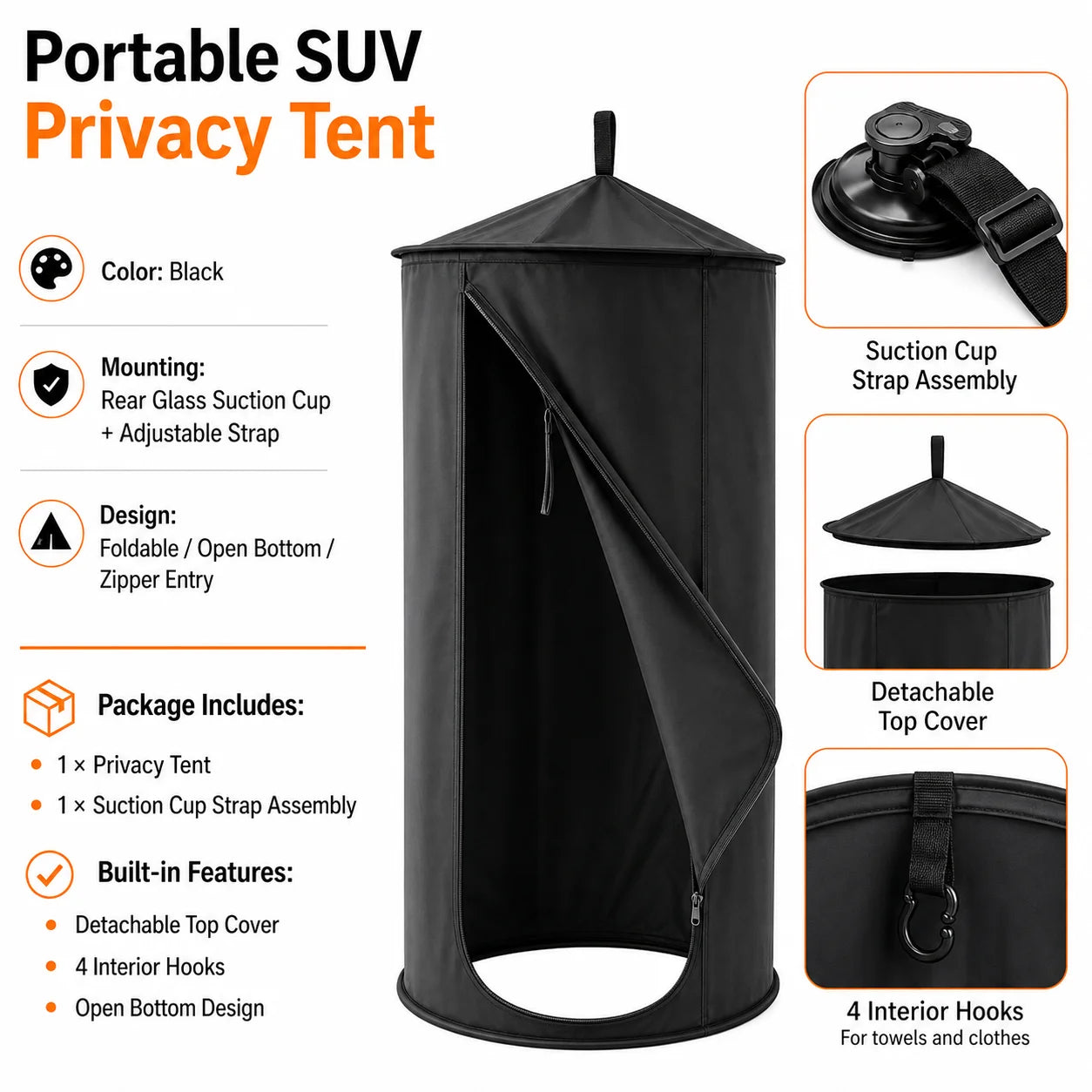 SUV Car Tailgate Privacy Tent Portable Outdoor Shower Tent Foldable Dressing Room Toilet Shelter Camping Travel Accessory