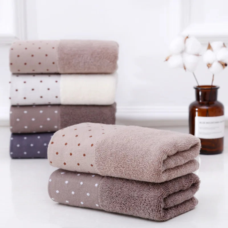 Inyahome Set of 3 Bathroom Cotton Towels Set Embroidered Luxury 2 Hand Towels 35x75cm and Big Bath Towels 70x140cm Washcloth