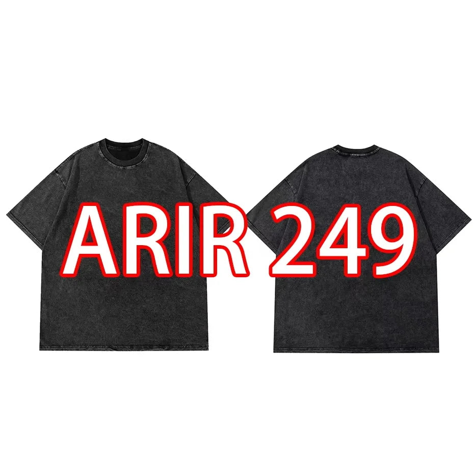 Anime Pain Printed T Shirt Men Retro Washed 100% Cotton Tops Tees Harajuku Tshirt Streetwear Hip Hop Male T-shirts 765