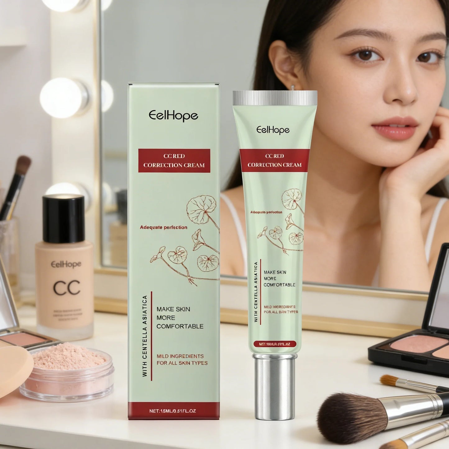 Centella Asiatica CC Cream Repair Redness Damage Smoothing Moisturizing Brighten Sunscreen Concealer Skincare Makeup Foundation