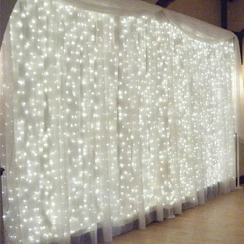 USB Plug Curtain LED String Lights 8 Modes Remote Control Holiday Wedding Fairy Garland Lights For Bedroom Living Room Decor