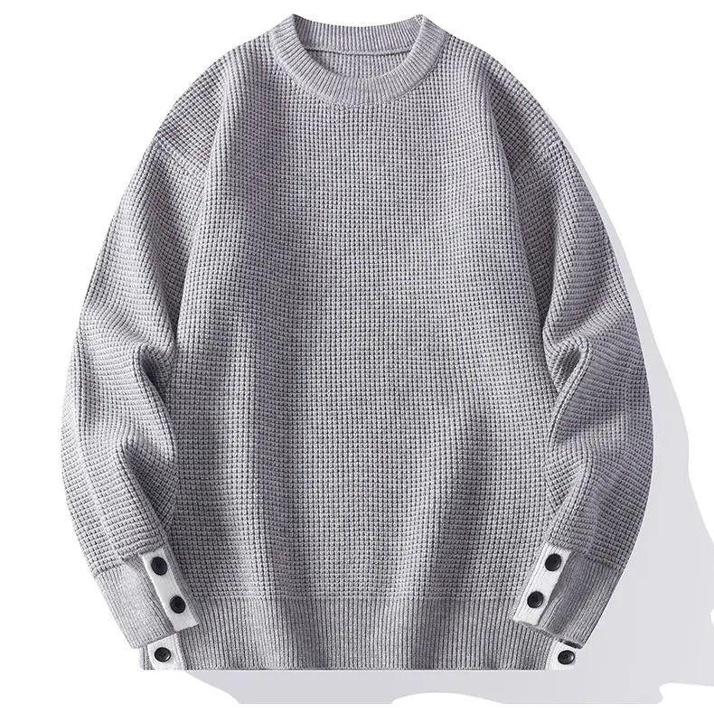 Fashion Blended Sweater 2025 Autumn/Winter Warm Wool Knitted Hoodies Cuff Button Design Casual Tops