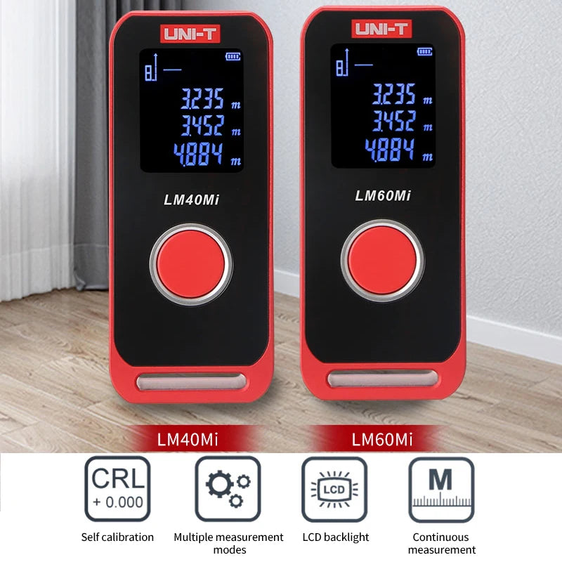 UNI-T Mini Laser Distance Meter 40m 60m Range Finder LED Display Digital Tape Measure Rechargeable Handheld Rangefinder