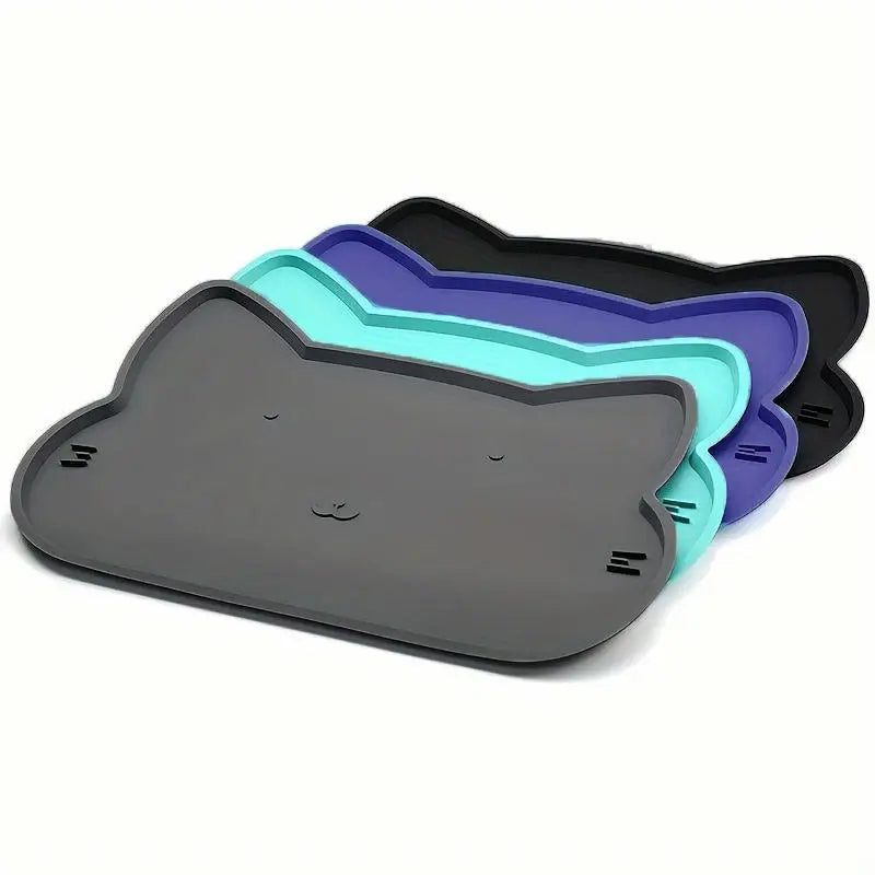 Pet Feeding Mat For Dogs Cats Solid Color Silicone Waterproof Non-slip Cat Food Mat Portable Dog Feeding Mat Placemat