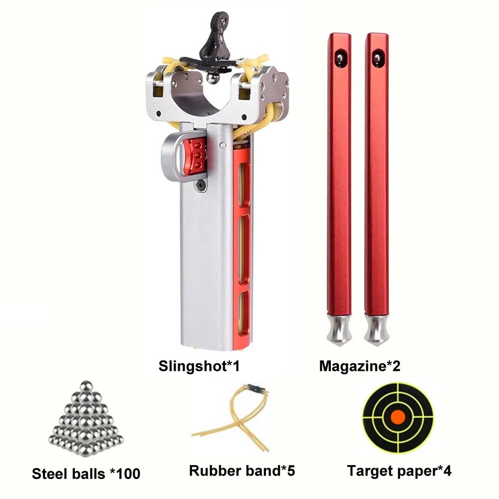 G5 Slingshot:two Automatic Slingshot Capable of Firing Multiple Rounds of All-Metal Beads in Rapid Succession Using a Rubber Ban
