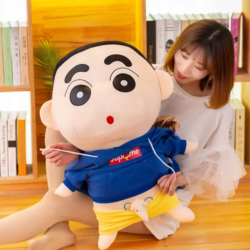 26-70cm Anime Crayon Shin-chan Doll Plush Red Blue Hoodies Detachable Collection Kawaii Stuffed Toys Dolls Bedroom Decoration