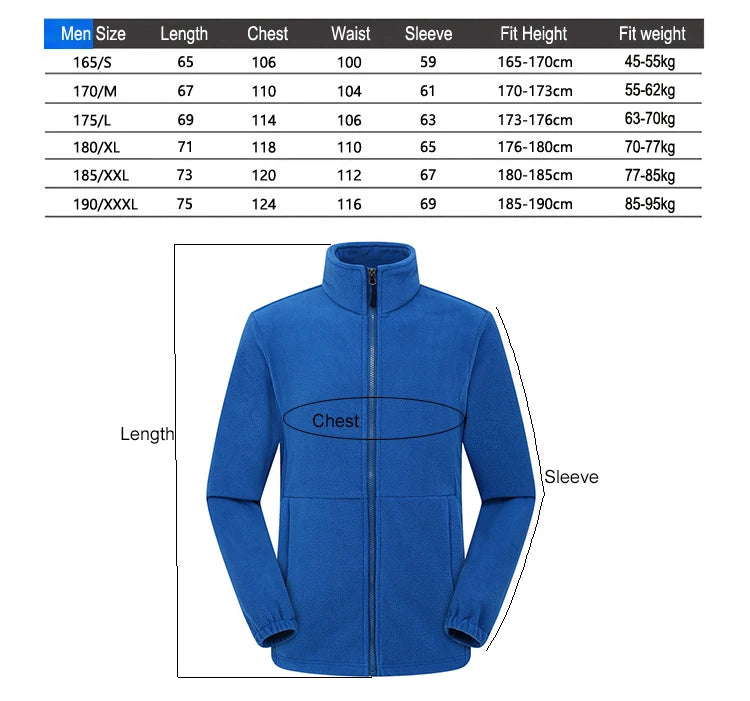 TRVLWEGO Winter Jackets For Men Warm Soft Shell Polar Fleece Jacket Climbing Camping Hiking Skiing Windproof Coat Inner Clothes