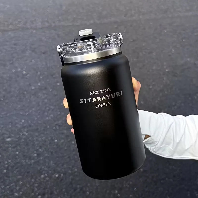 1.2L/1.5L Large Capacity Stainless Steel Insulated Water Bottle - with Wide Handle, Portable Outdoor Large Kettle,Hiking Bottle
