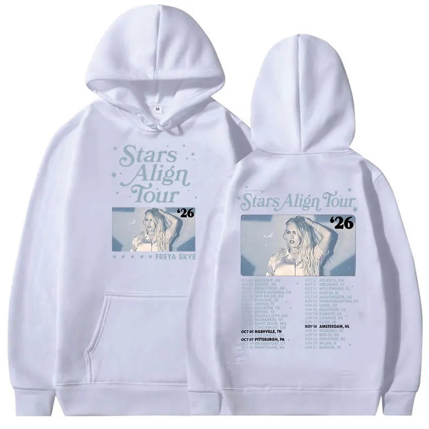 Freya Skye Stars Align Tour 2026 Print Hoodie Men Women Fashion Oversized Vintage Sweatshirt Fleece Clothing Long Sleeve Hoodies