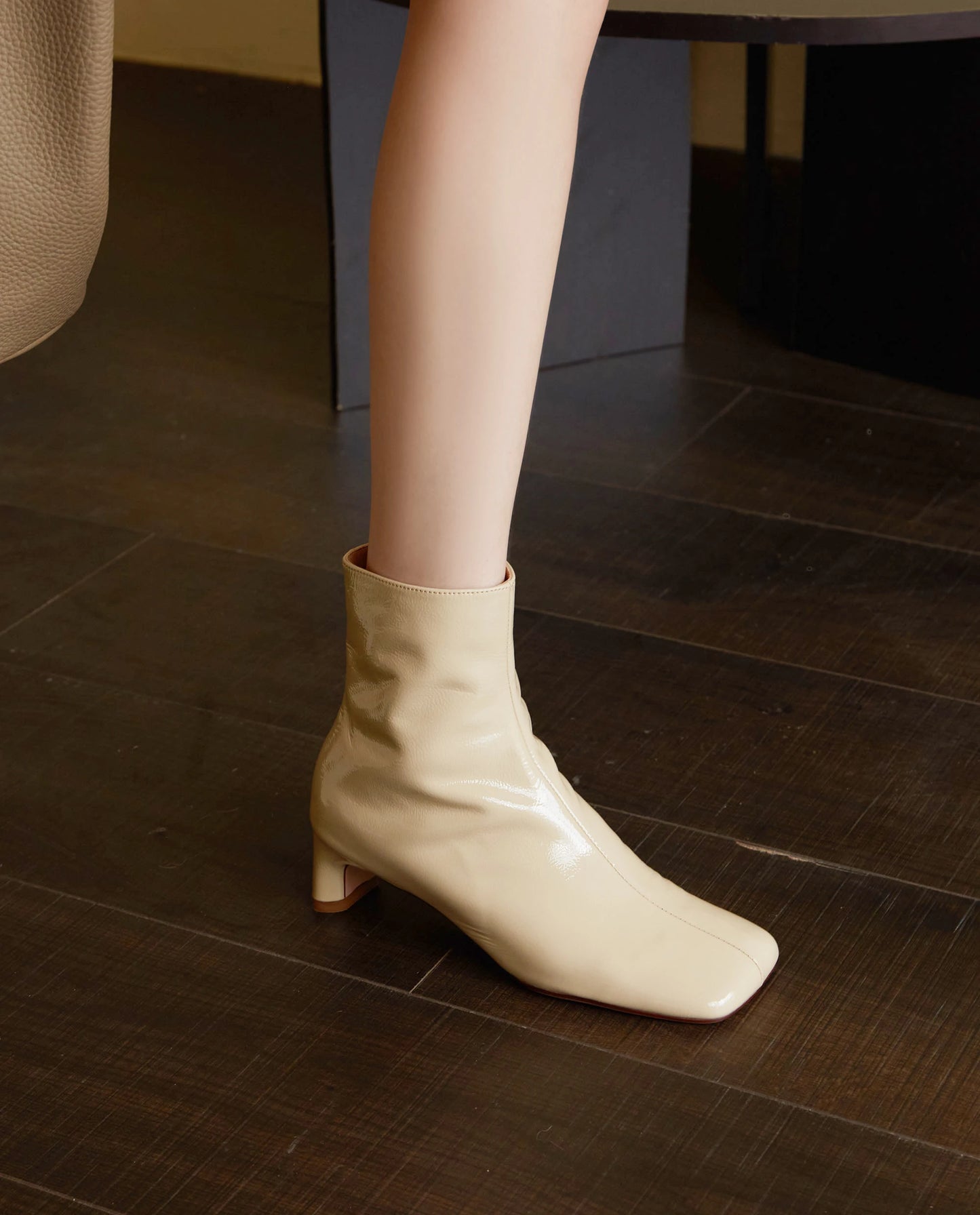 Genuine Leather Horsehair Square Toes Ankle boots,Fashion winter woman boots,knight boots, Modern High Heel boots Women pumps