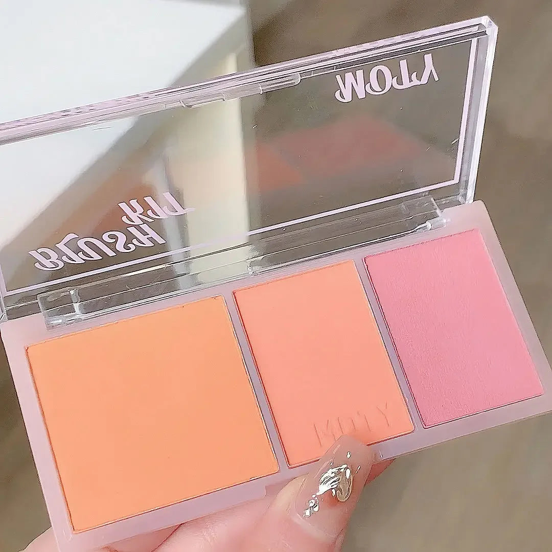 Pink Series 3 Colors Blush Makeup Palette Mashed Potato Texture Matte Cheek Tint Contour Shadow Blusher Cosmetics Rouge Powder