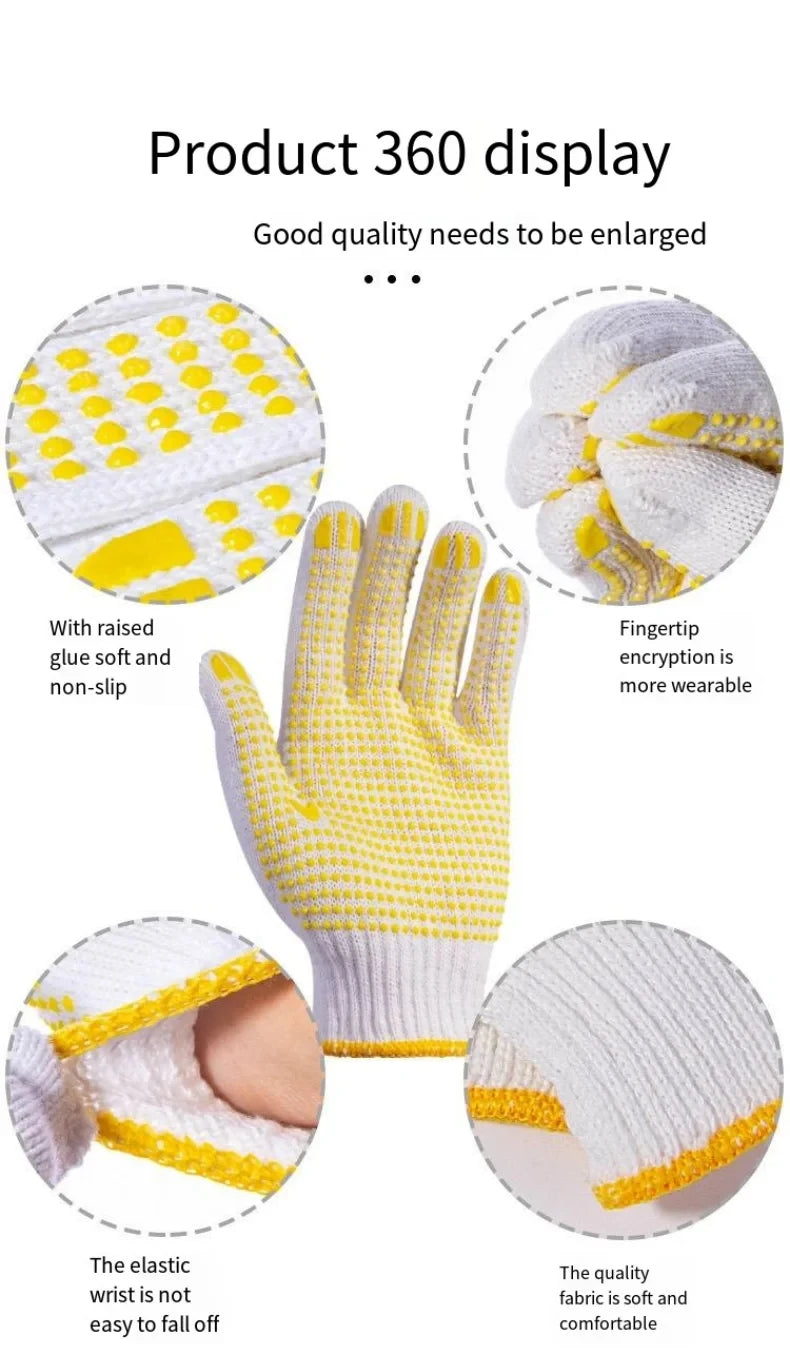 10 pairs of household gardening labor protection elastic rubber dot gloves work professional anti-slip wear-resistant Mittens