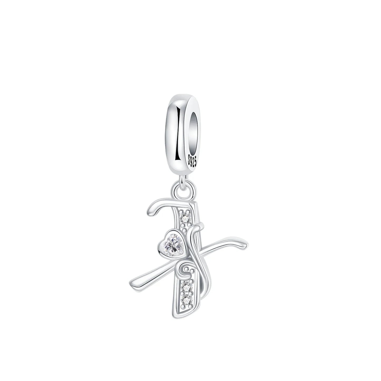 925 Sterling Silver Full series of A-Z letters pendant Charms For Original  Bracelet Charm Necklace Diy Female Jewelry