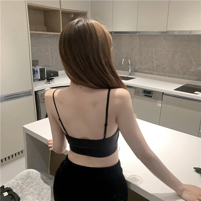 Camis Women Summer Tube Tops for Woman White Bustier Top Bow Cute Spaghetti Strap Korean Fashion Chic All-match Lingerie Simple