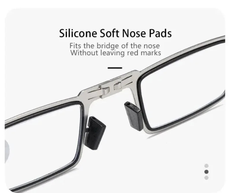 Portable Unisex Folding Reading Glasses Full Metal Frame Anti Blue Light Blocking for Men Women Presbyopia Eyeglasses with Case