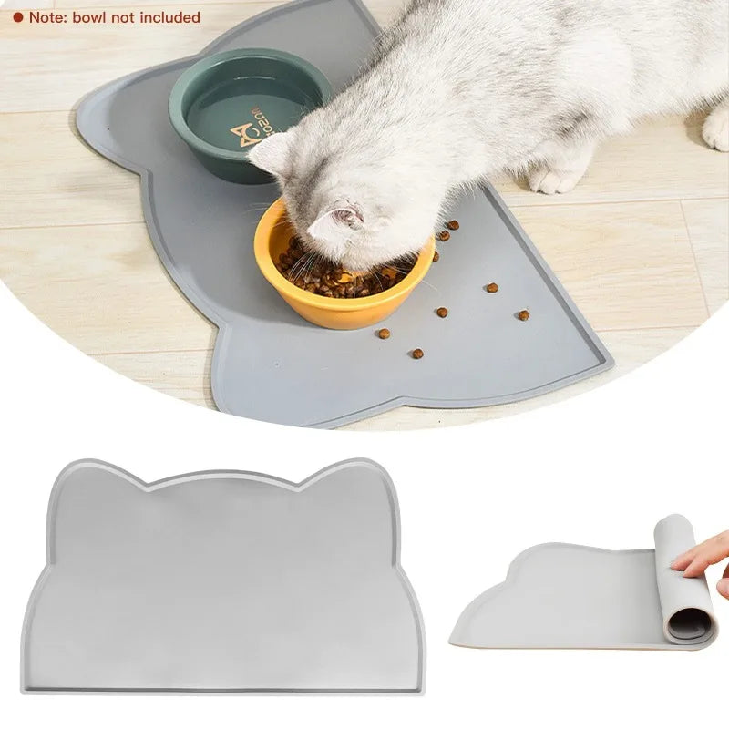 Pet Dirt Resistant Silicone Food Mat Portable Waterproof Leakproof Non-Slip Feeding Mat Bowl Mat Mat for Cats Dogs Pet Supplies