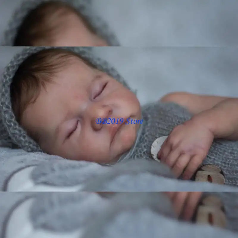 Q0KB 18-inch Reborns Baby Doll Newborn Boy Girl Realistic Sleeping Infant Soft Silicone Full Body Babies Toy Gift