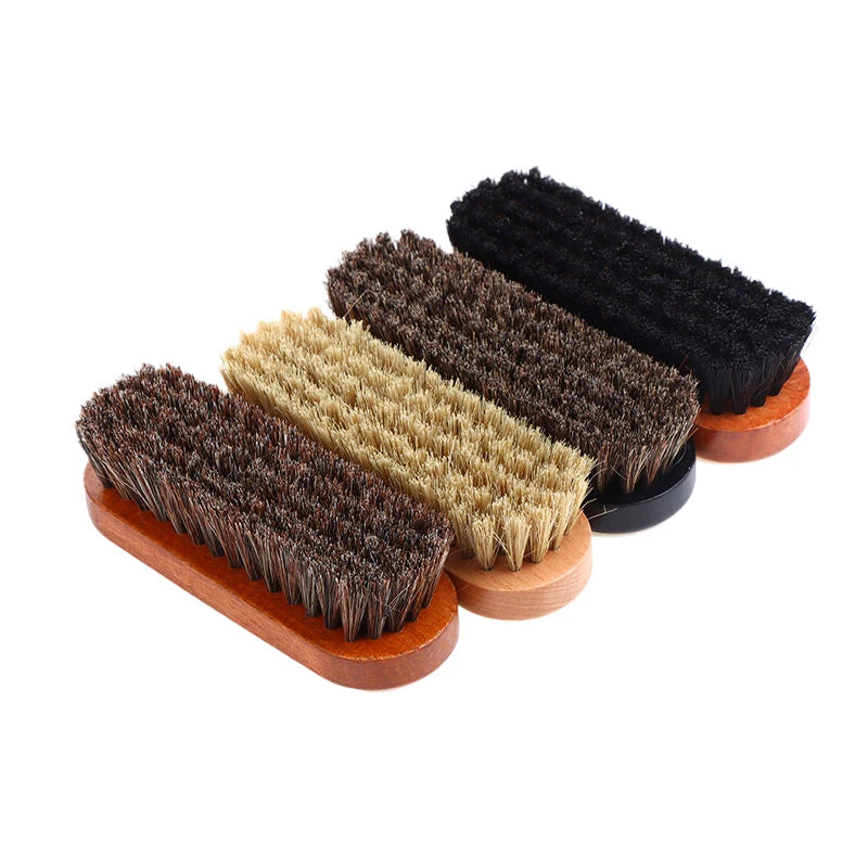 1PC Horse Hair Wood Shoe Brush for Leather Care, Dashboard Detailing and Polishing