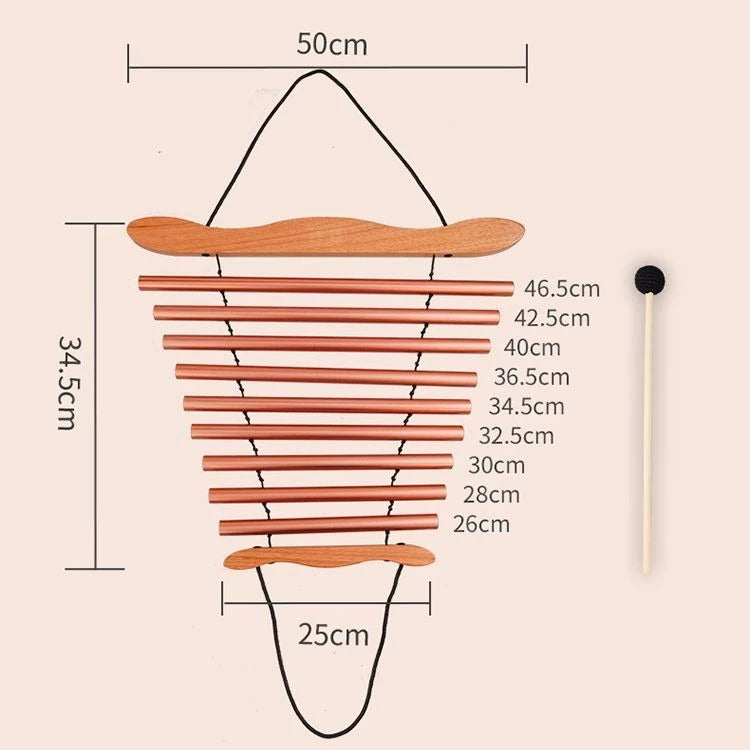 Hand-cranked Metal 9-tone Sound Beam Yoga Meditation Swinging Wind Chime Portable Healing Musical Instruments Percussion