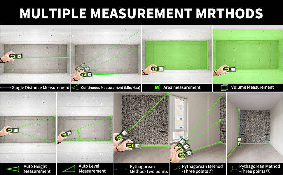Huepar Laser Rangefinder Digital Laser Distance Meter  Measure 60M 100M 120M Trena Laser Tape Range Finder Green Beem