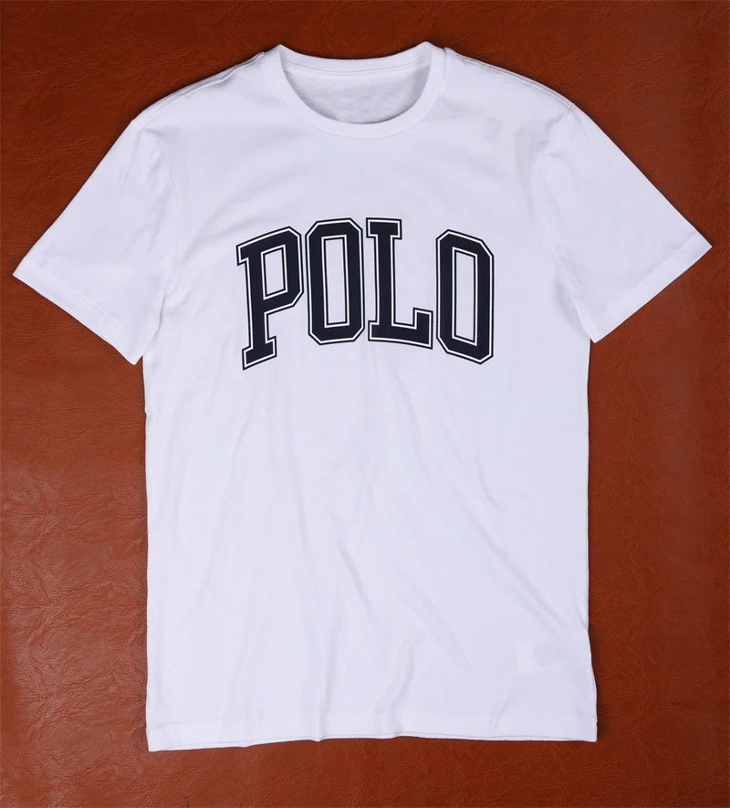 Polo Letter Men's T-shirt Fast Fashion Spring and Summer Cool Casual Simple Men's and Women's Cotton Printed Short Sleeves Tops