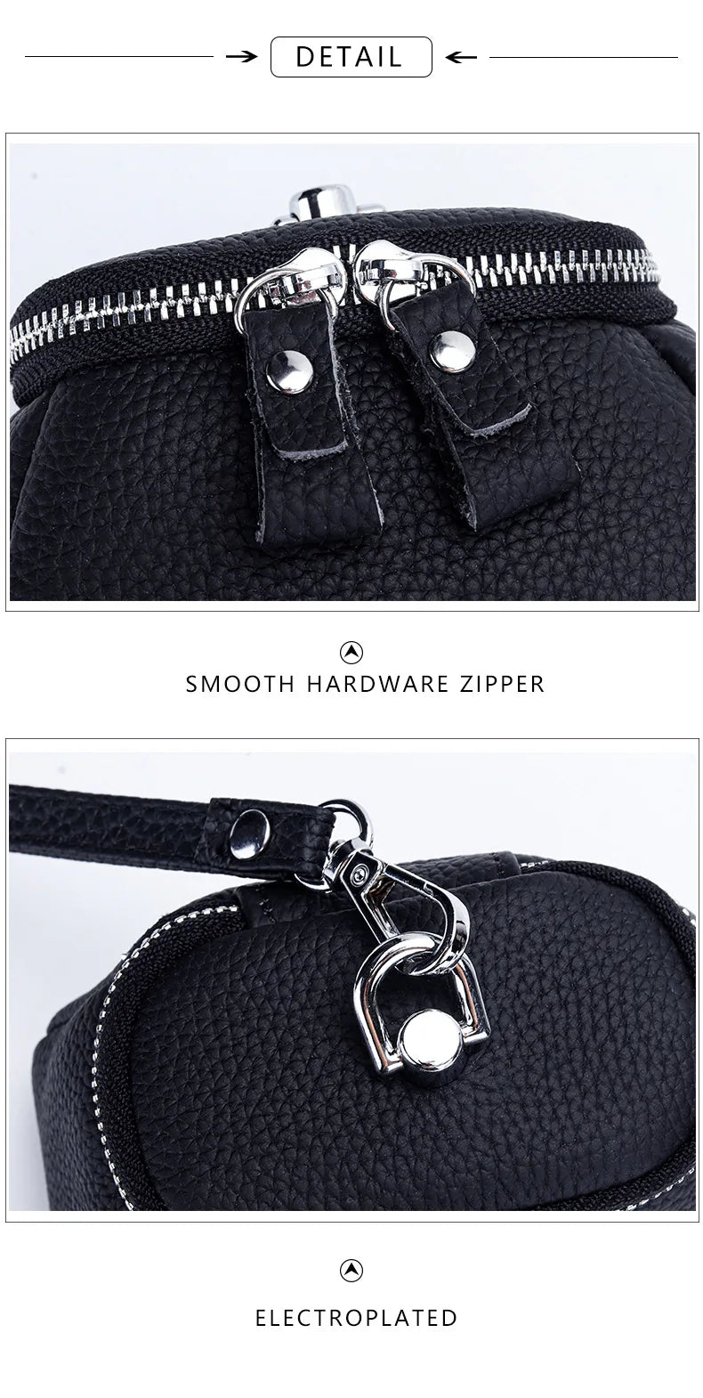 Ladies Genuine Leather Cosmetic Bag Fashion Cosmetic Case Makeup Bag Women Clutch Mini Toiletry Bag Cosmetic Pouch with Lanyard
