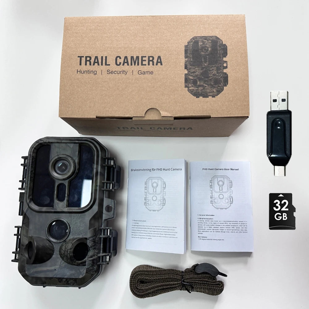 Hunting Camera 16MP 1080P Night Vision Wildlife Camera For Outdoor Camping Security Night Vision Monitoring Hunting Trail Camera