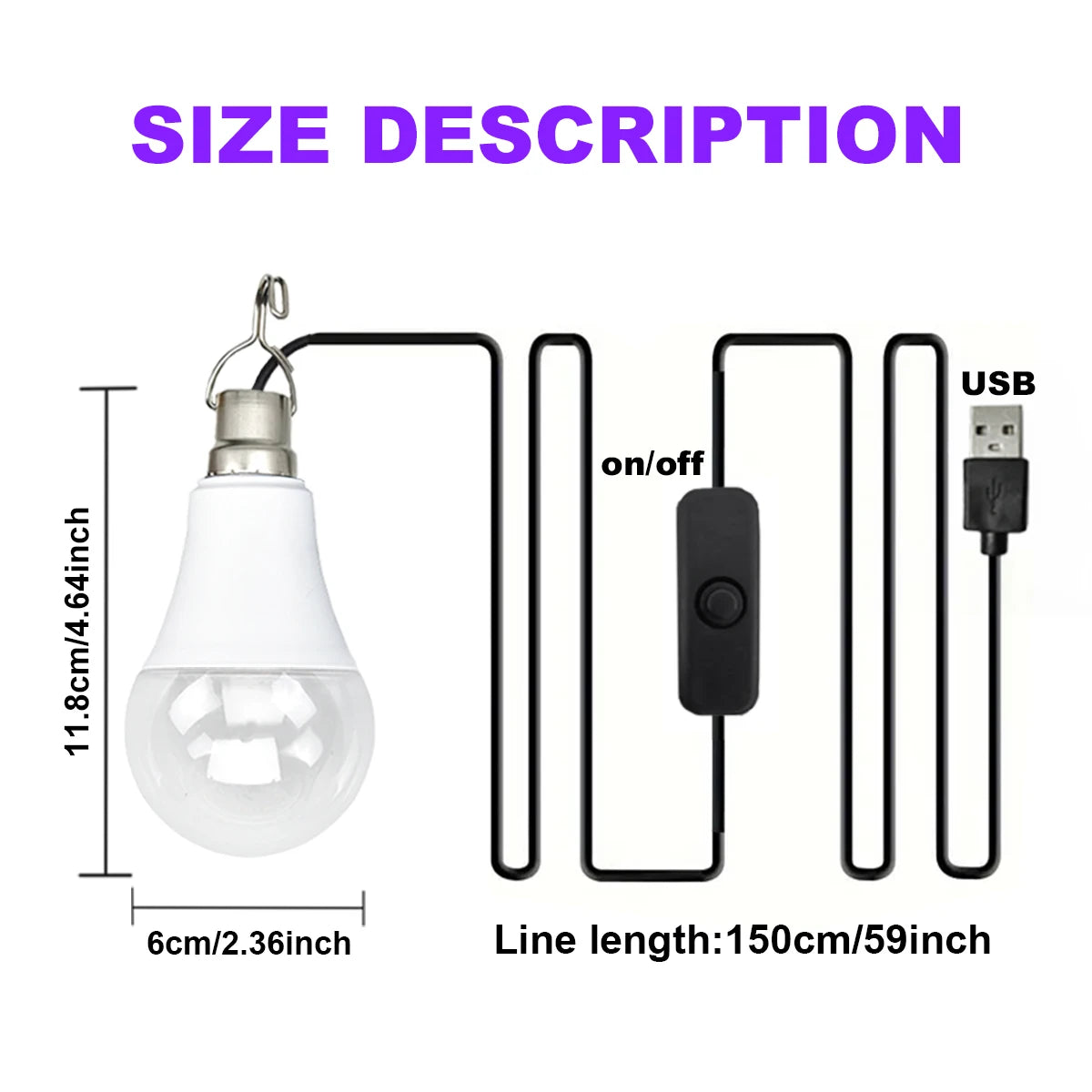 USB uv black light bulb 5V with switch violet light tube suitable for fluorescent birthday party cabinet decoration magic carpet