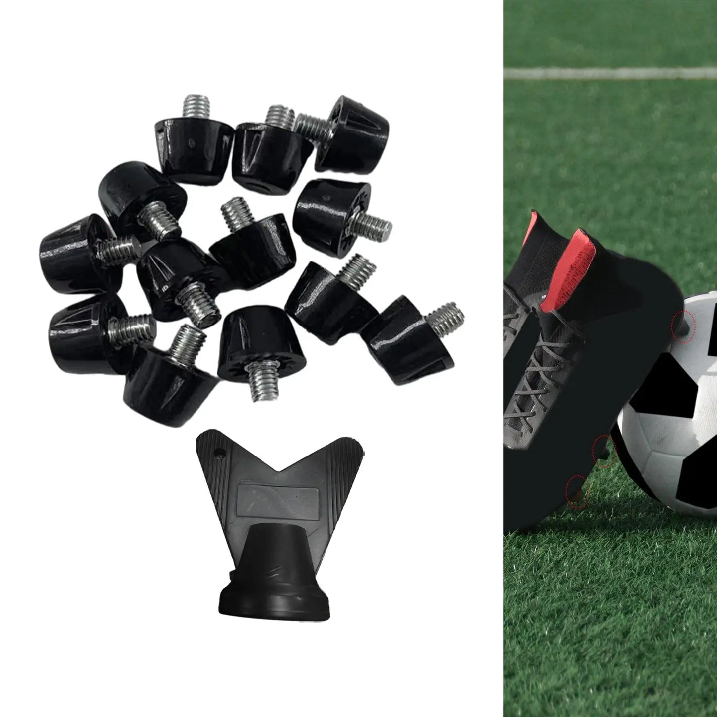 12 Pieces Football Boot Spikes with Wrench Comfortable Non Slip 7mm 10mm M5 Firm Ground Soccer Boot Cleats for Competition