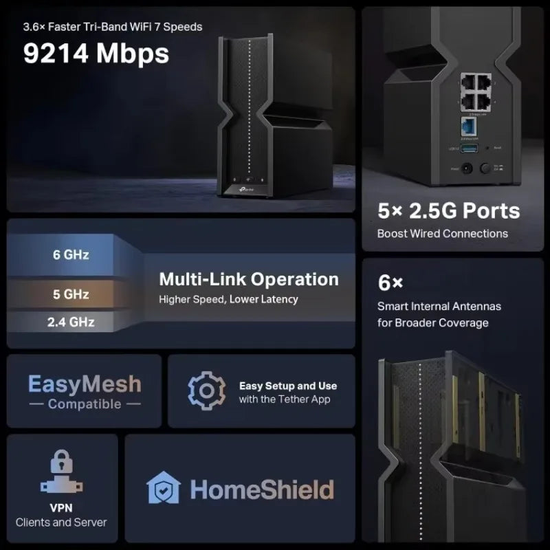 Furniture.Tri-Band BE9300 WiFi 7 Router Archer BE550 6-Stream 9.2Gbps Extended Coverage VPN Support sofa