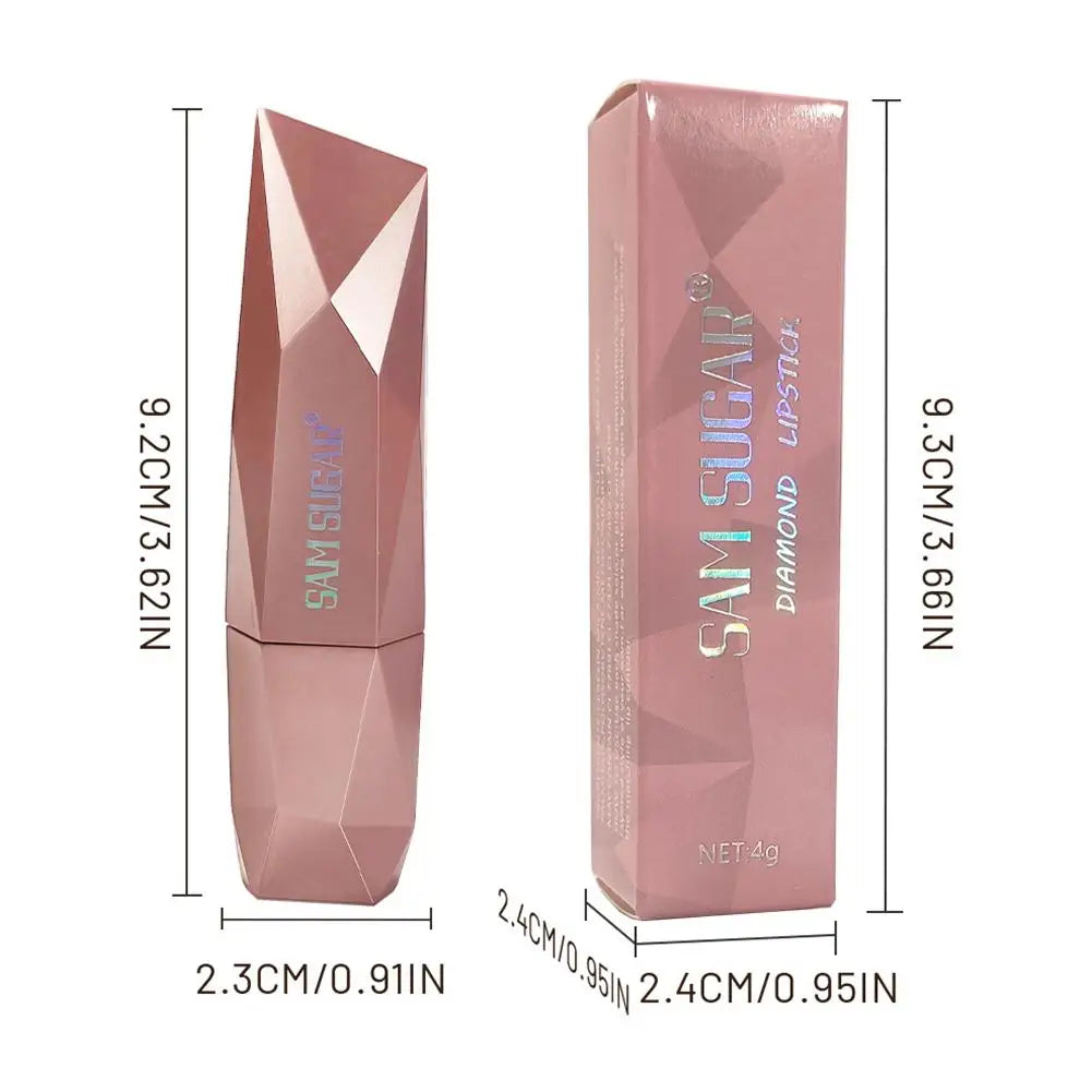 Dark Purple Diamond Metallic Glitter Lipstick Waterproof Long-Lasting Pearlescent Highly Pigmented Lip Tint Sparkling Lip Gloss
