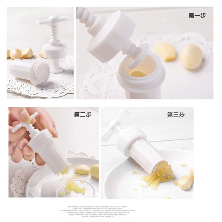 Plastic Garlic Presses Screw Squeeze Peeler Garlic Crusher White Manual Press Practical Kitchen Cooking Tools