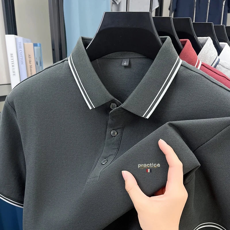 100% pure cotton men's highend brand customized new embroidered short sleeve polo shirt summer casual comfortable breathable top