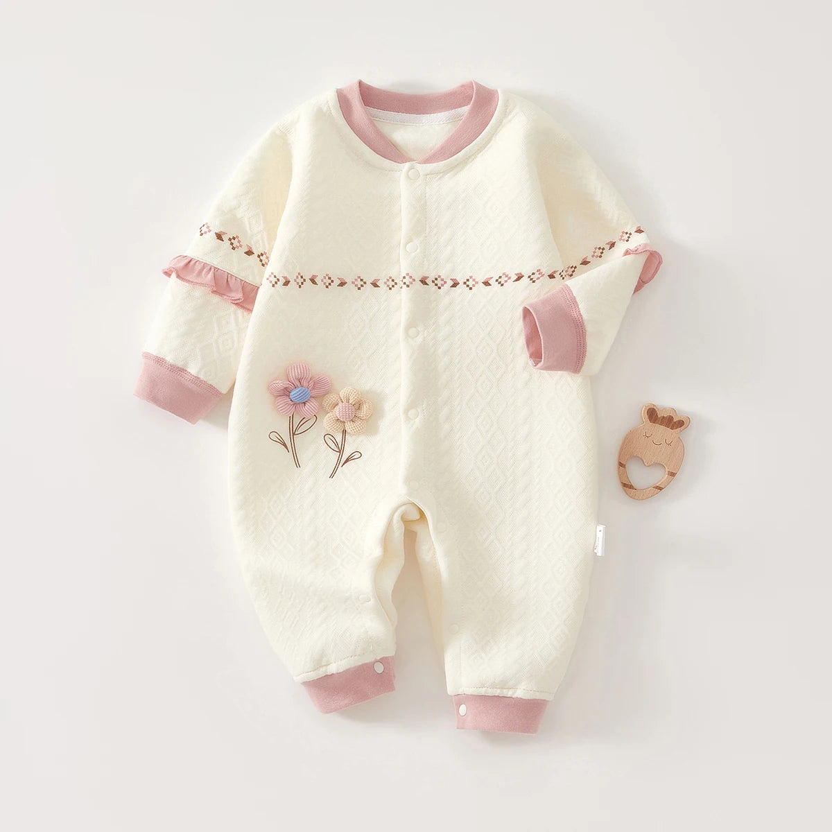 Baby Clothes for Autumn, Class A, Baby Girl Full-Month Outfit, One-Piece Suit, Baby Silk-Lined Warm Newborn Romper