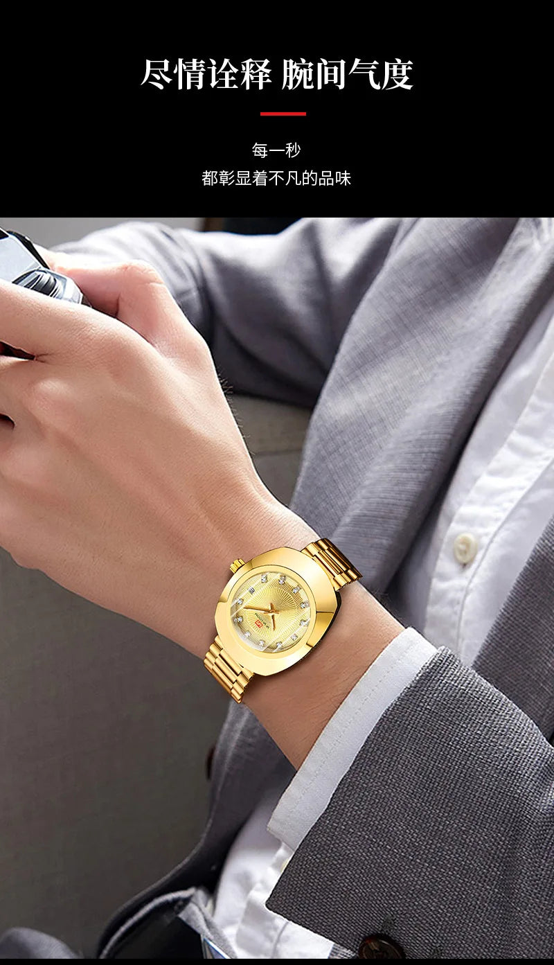 Gold Men Wrist Watches For Male Clock 2025 Top Brand Luxury Golden Fashion Men Quartz Watches Waterproof Wristwatches Dropship