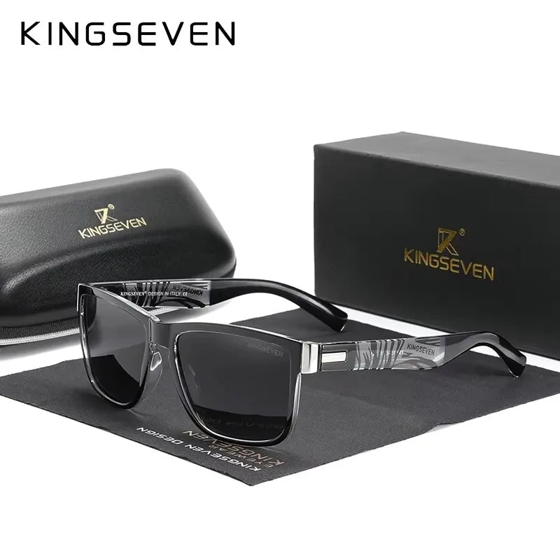 KINGSEVEN Polarized Lens Sun Glasses Women High Quality Retro Men Square Full Frame Decorative Glasses UV400 Goggles Eyewear