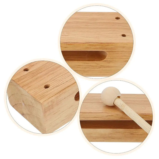 Square Percussion Instruments Wood Beaters with Mallets Musical Rhythm Block Double Tone Handheld Orff Music Instruments Gift