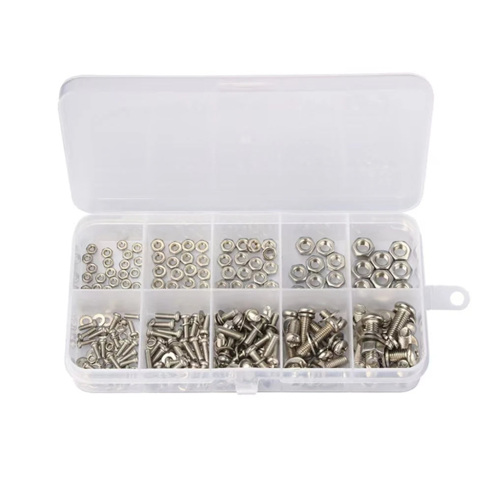 320pcs Stainless Steel Screw Nut Bolt Assortment Kit M2 M2.5 M3 M4 M5 Nuts and Bolts Assortment