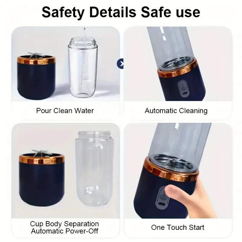 1PC portable blender, USB rechargeable personal juicer, food grade ABS plastic, multifunctional, used for smoothies and milkshak