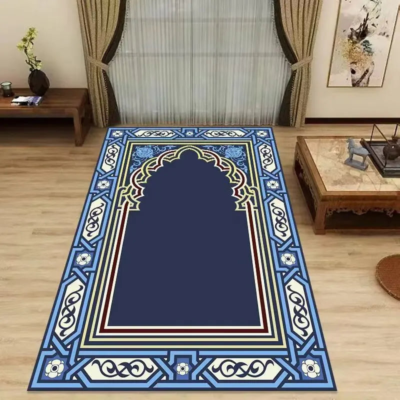 Islamic Prayer Mat Traditional Gold Floral Border Carpet Rug Muslim Worship Prayer Rug Home Decoration Carpets for Bed Room