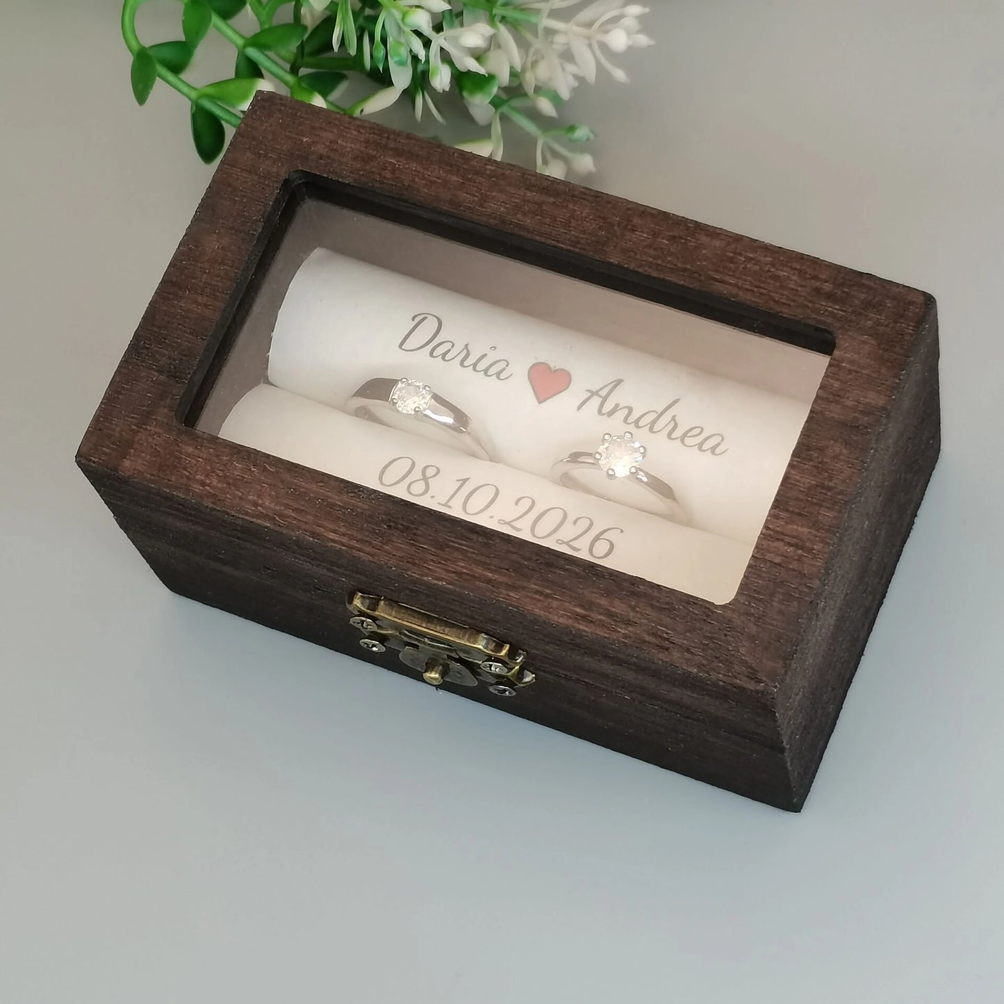 Personalized Wedding Ring Box Custom Wedding Ceremony Ring Box Custom Name Ring Box