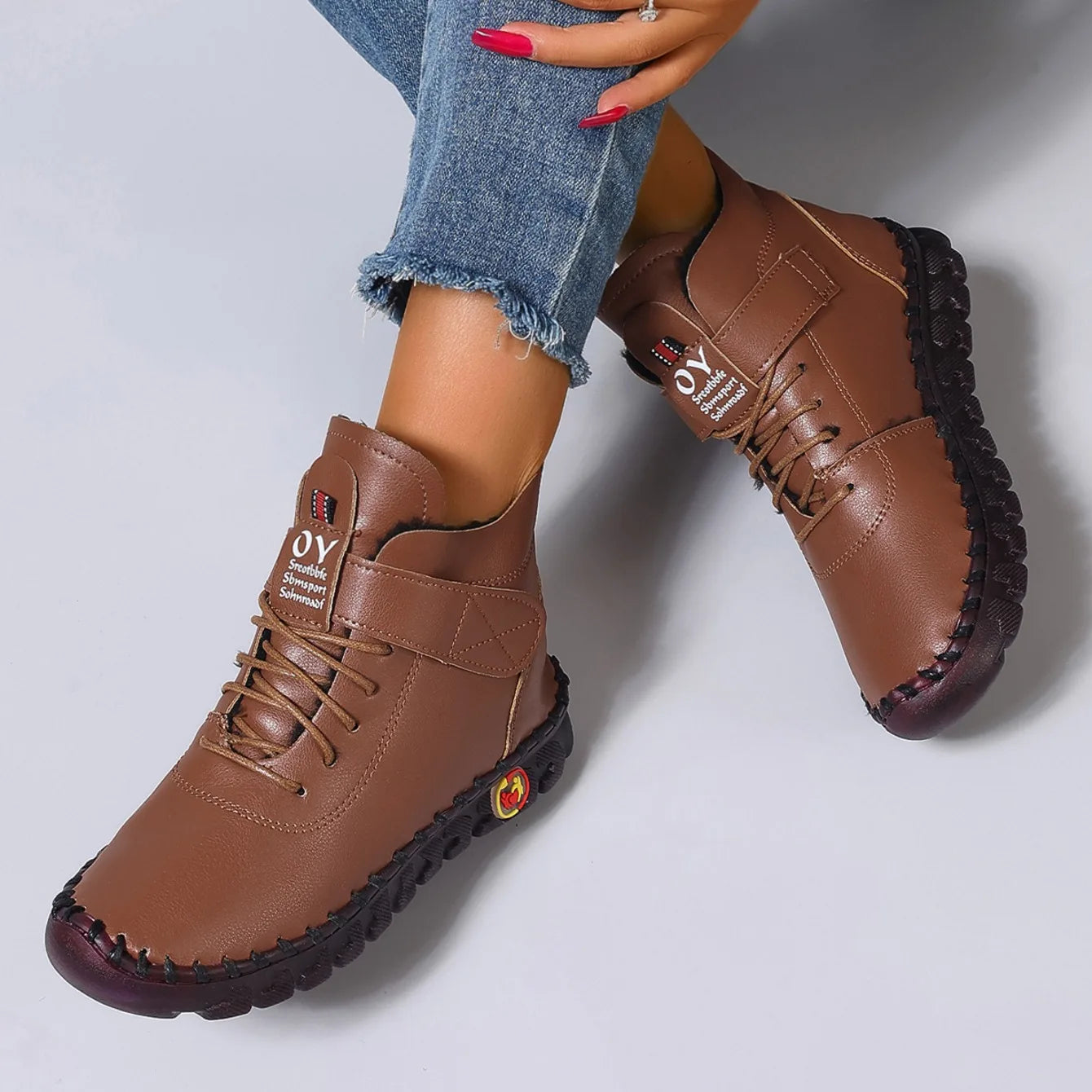 Women Boots Fashion Handmade Cotton Shoes Women Luxury Casual Thickened Warm Mom Shoes Solid Soft Comfortable Flat Ankle Boots