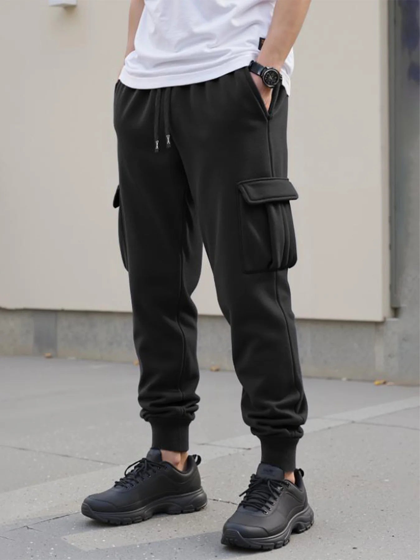 Spring/Autumn Men's Casual Cargo Pants Streetwear Outdoor Comfortable Elastic Waist Drawstring Joggers Hiking Sports Pants