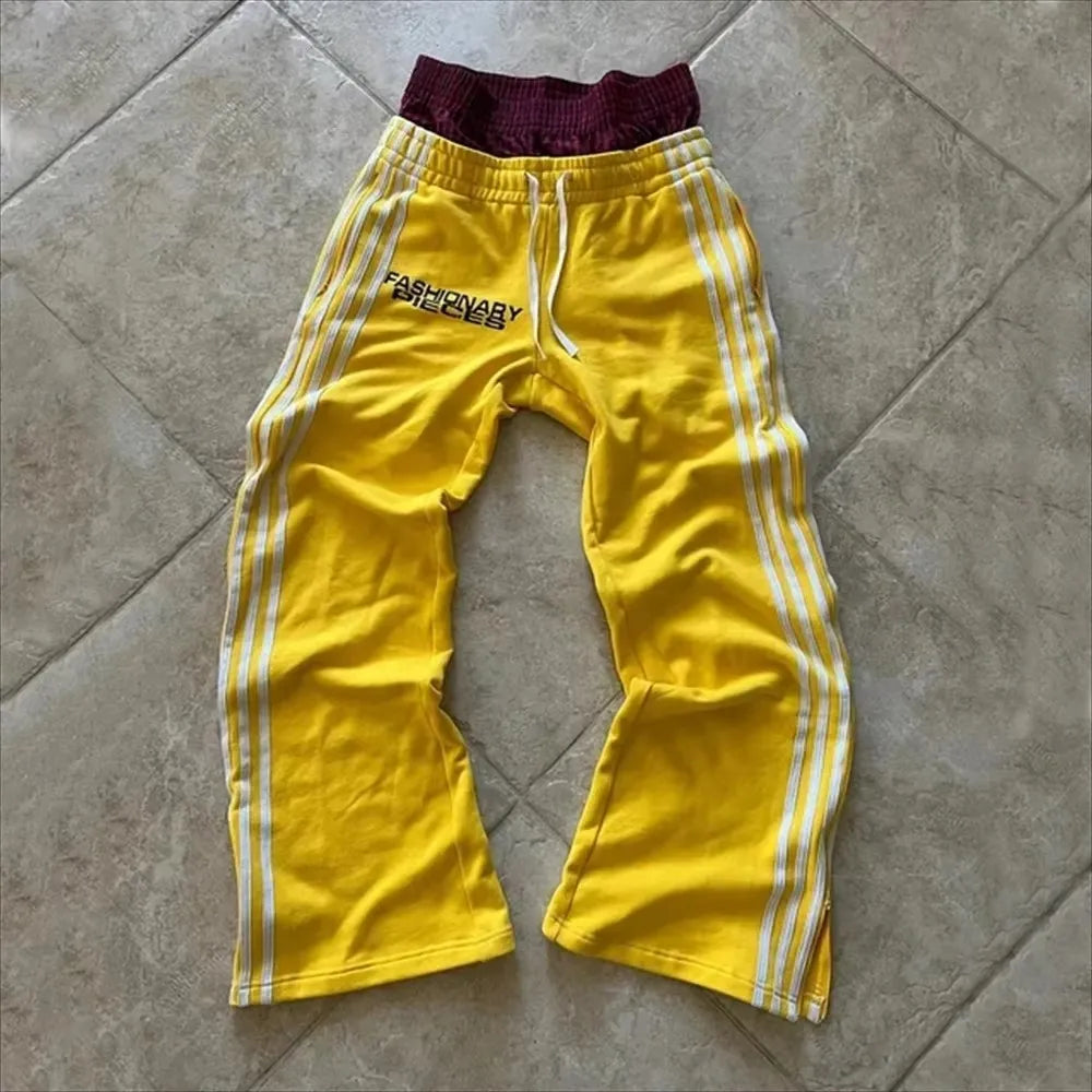 Grey pair of trousers sweatpants men and women gothic hip-hop embroidered embroidered pants casual elastic waist jogging pants
