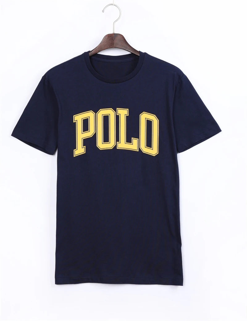 Polo Letter Men's T-shirt Fast Fashion Spring and Summer Cool Casual Simple Men's and Women's Cotton Printed Short Sleeves Tops
