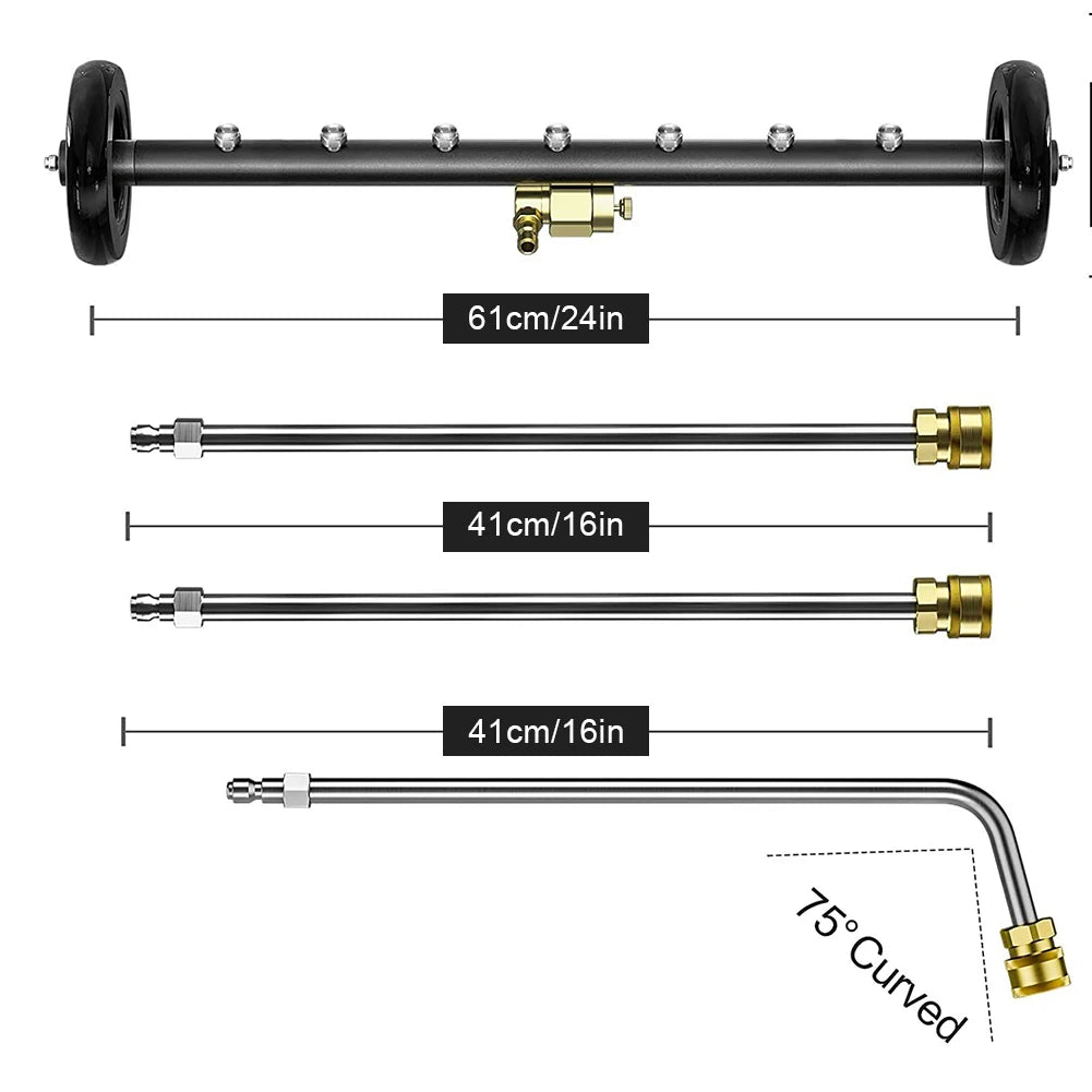 22 Inch Pressure Washer Extendable 3-Wand Undercarriage Surface Cleaner 1/4 Quick Connector High-Pressure Water Broom 4000 PSI