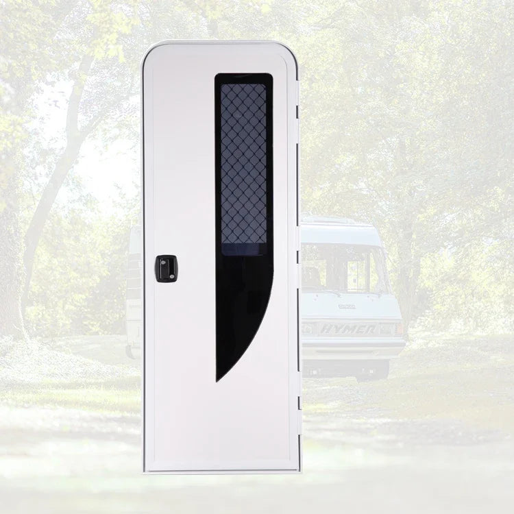 Rv and Motorhome Parts White Wholesale America Style Aluminum Alloy Rv Door with Door Stopper and Rubber Trim