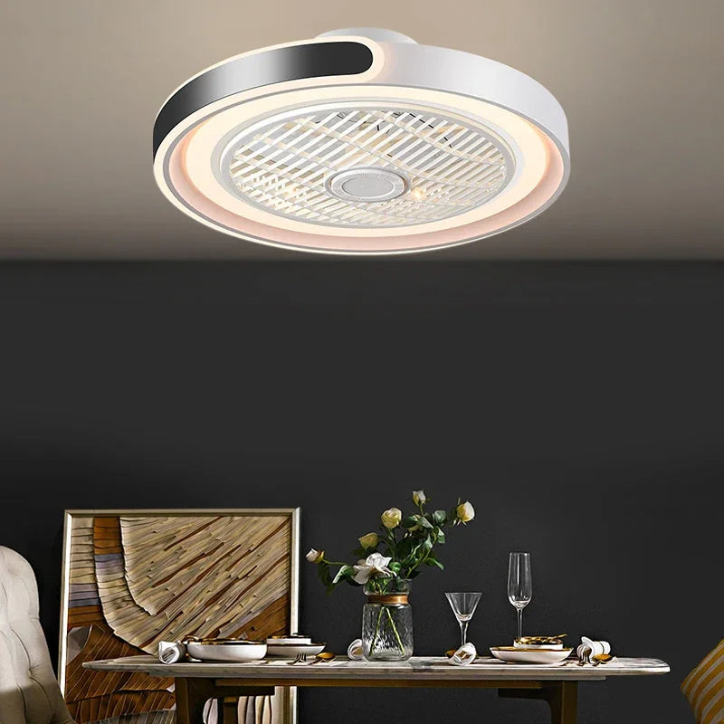 Moder Smart Fan Light Living Room Bedroom Dining Quiet Study Eye Protection Invisible Blade Reversible Durable LED Ceiling Lamp