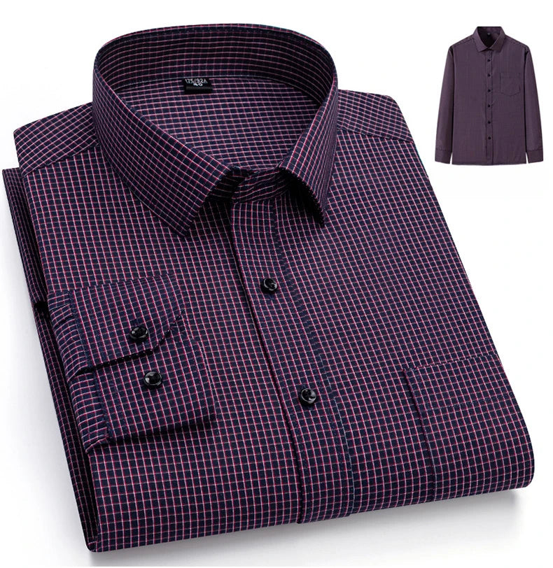 New in shirt elegants cotton long-sleeve shirts for men slim fit Casual plain shirt plaid designer tops soft houndstooth clothes